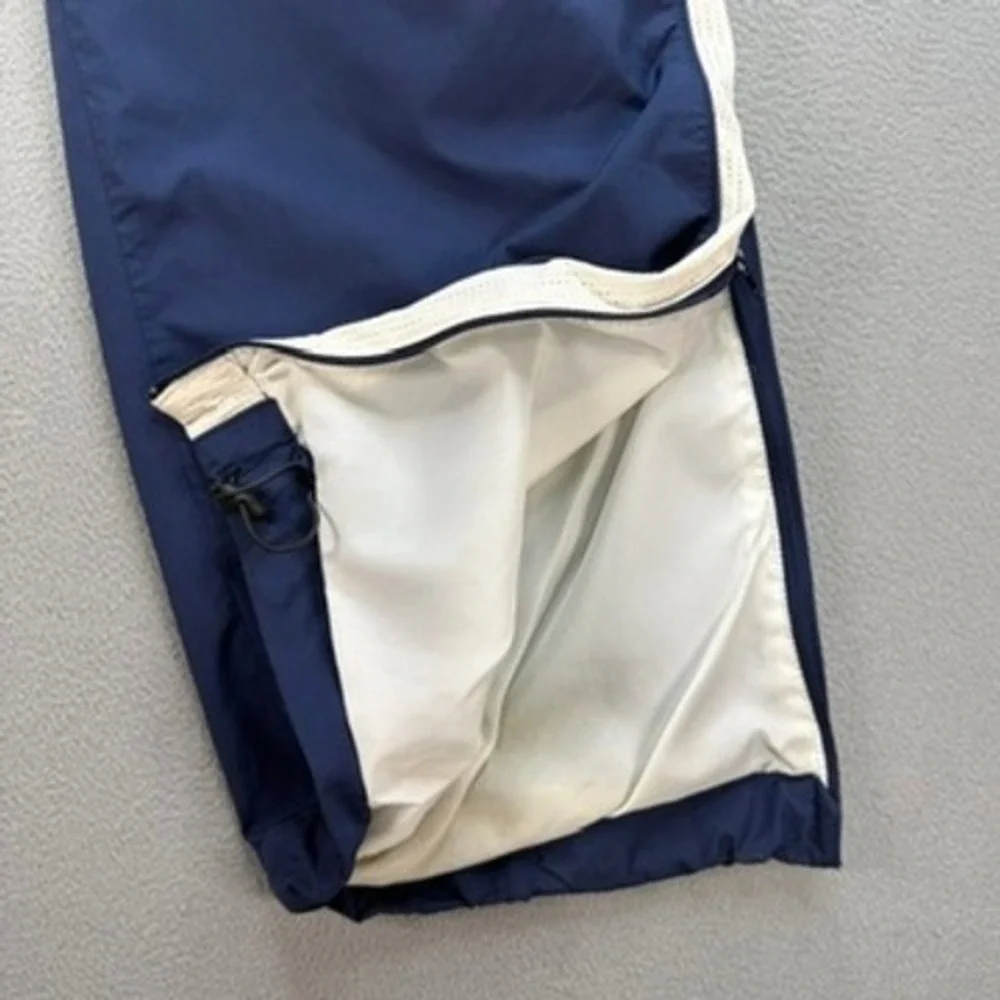 Nike Loose Fit Track Pants Mens Navy Blue White Side Stripe Mesh Lined Athletic